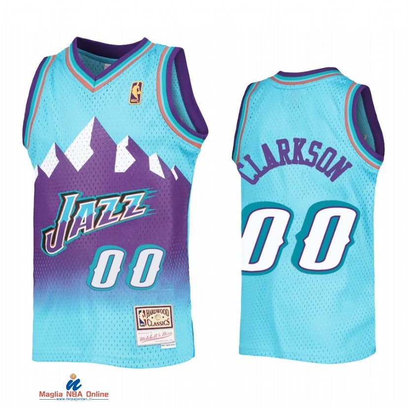 Maglia NBA Bambino Utah Jazz NO.00 Jordan Clarkson Blu Throwback