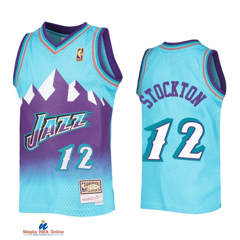 Maglia NBA Bambino Utah Jazz NO.12 John Stockton Blu Throwback