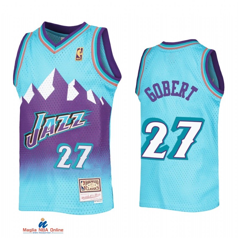 Maglia NBA Bambino Utah Jazz NO.27 Rudy Gobert Blu Throwback