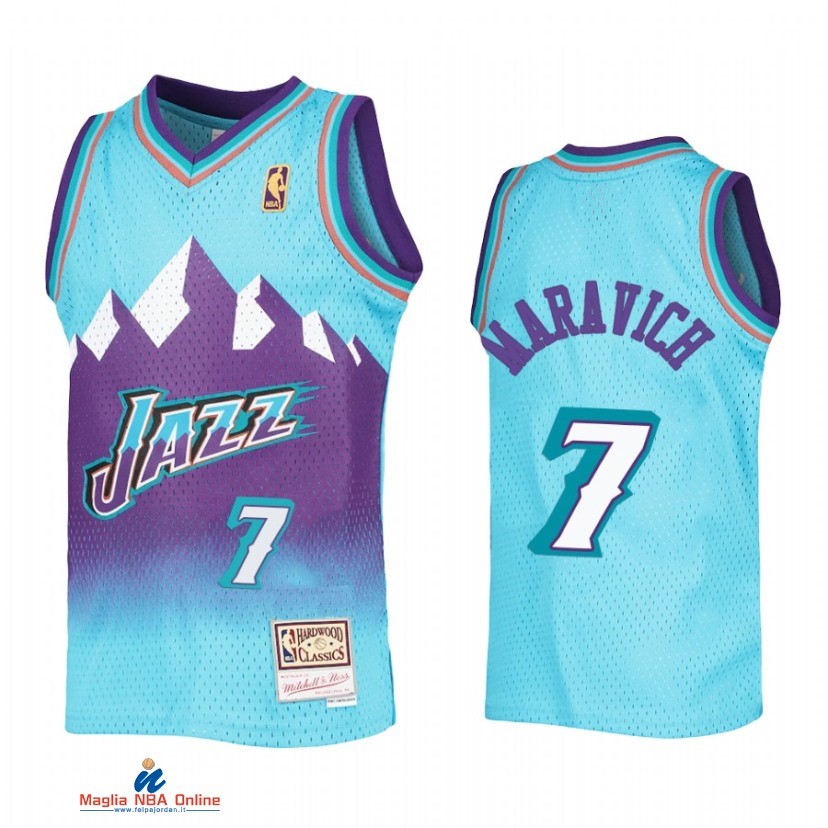 Maglia NBA Bambino Utah Jazz NO.7 Pete Maravich Blu Throwback