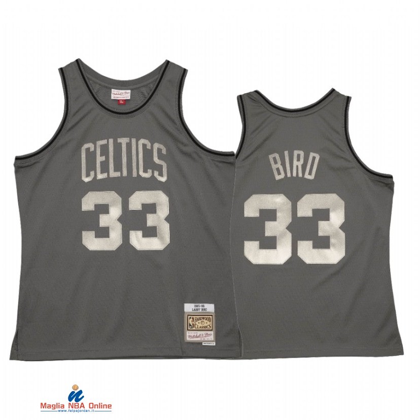 Maglia NBA Boston Celtics NO.33 Larry Bird Grigio Hardwood Classics