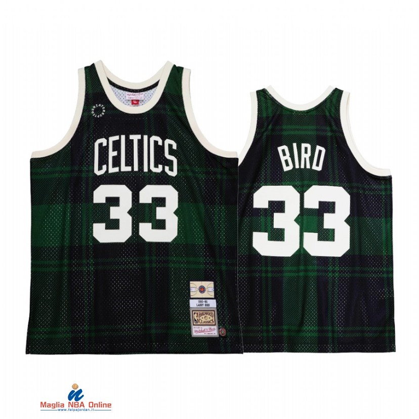 Maglia NBA Boston Celtics NO.33 Larry Bird x Uninterrupted Verde Throwback Hardwood Classics