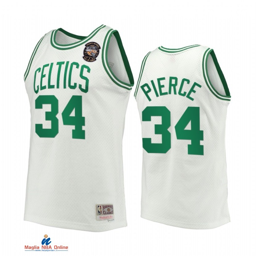 Maglia NBA Boston Celtics NO.34 Paul Pierce Naismith Hall Of Fame Bianco Hardwood Classics 2021