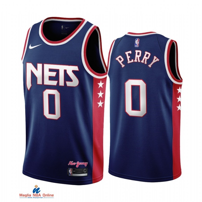 Maglia NBA Brooklyn Nets NO.0 Reggie Perry Marino Città Throwback 2021-22