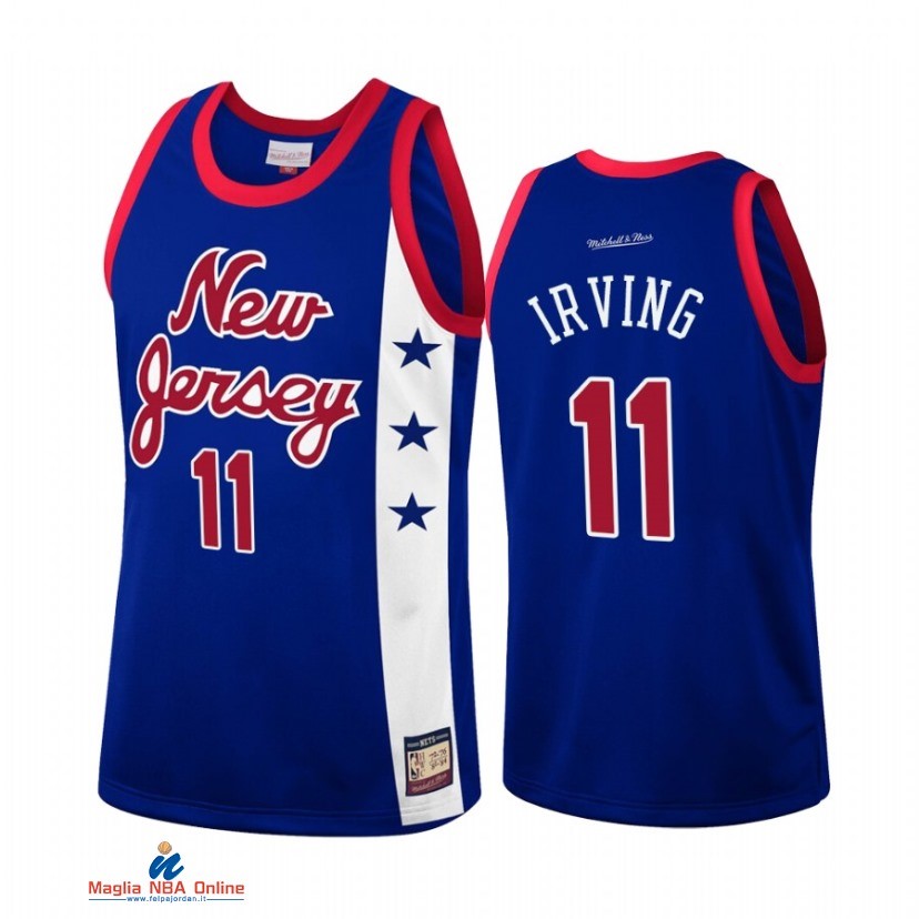 Maglia NBA Brooklyn Nets NO.11 Kyrie Irving Blu Hardwood Classics 2021