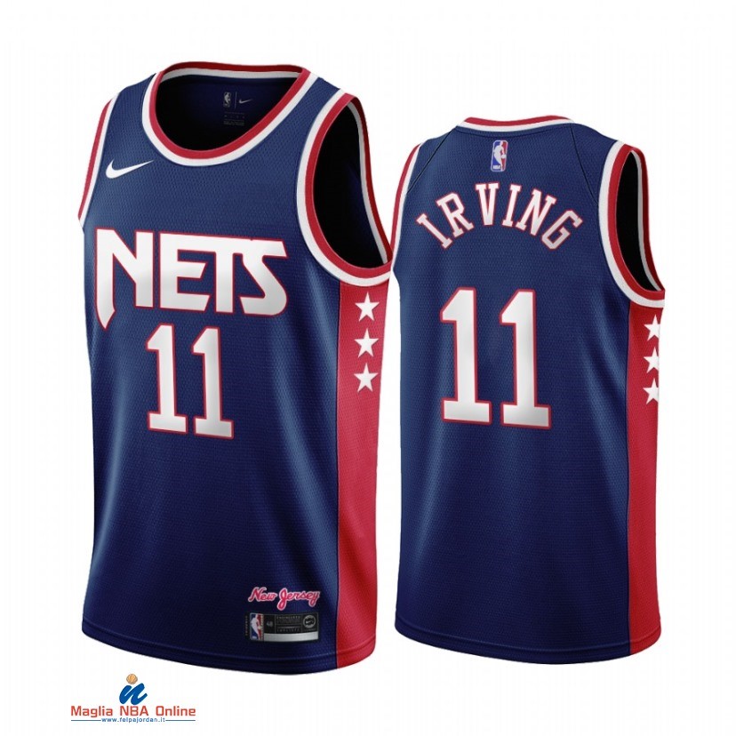 Maglia NBA Brooklyn Nets NO.11 Kyrie Irving Marino Città Throwback 2021-22