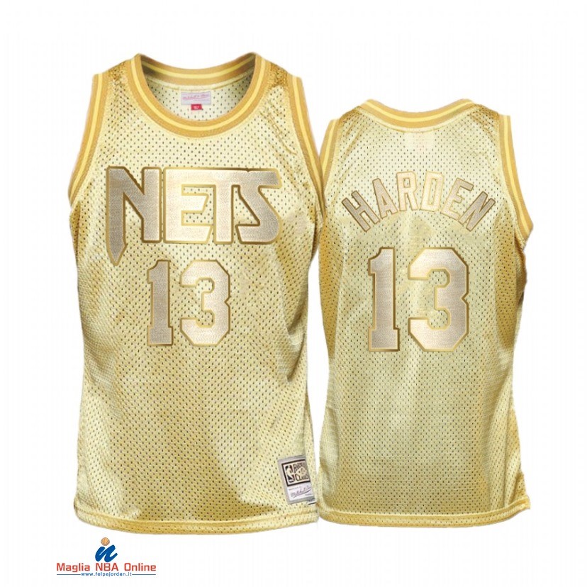 Maglia NBA Brooklyn Nets NO.13 James Harden Oro Hardwood Classics 2021