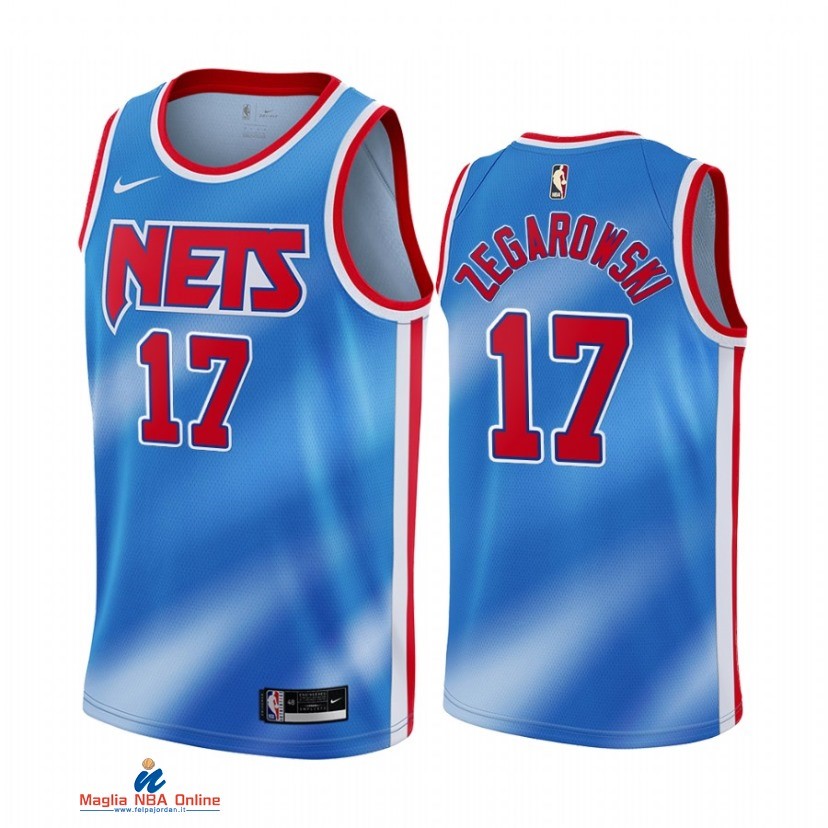 Maglia NBA Brooklyn Nets NO.17 Marcus Zegarowski Blu Hardwood Classics 2021-22
