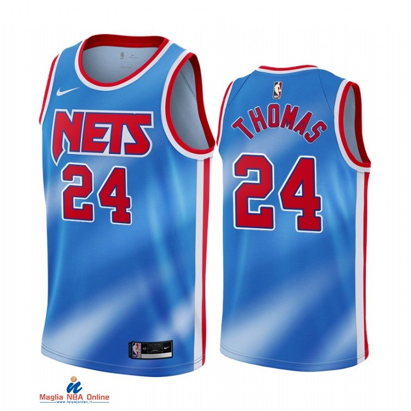 Maglia NBA Brooklyn Nets NO.24 Cameron Thomas Blu Hardwood Classics 2021-22