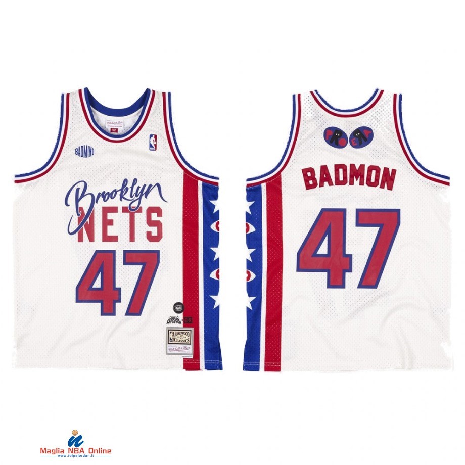 Maglia NBA Brooklyn Nets NO.47 Remix Badmon Bianco Hardwood Classics 2021-22