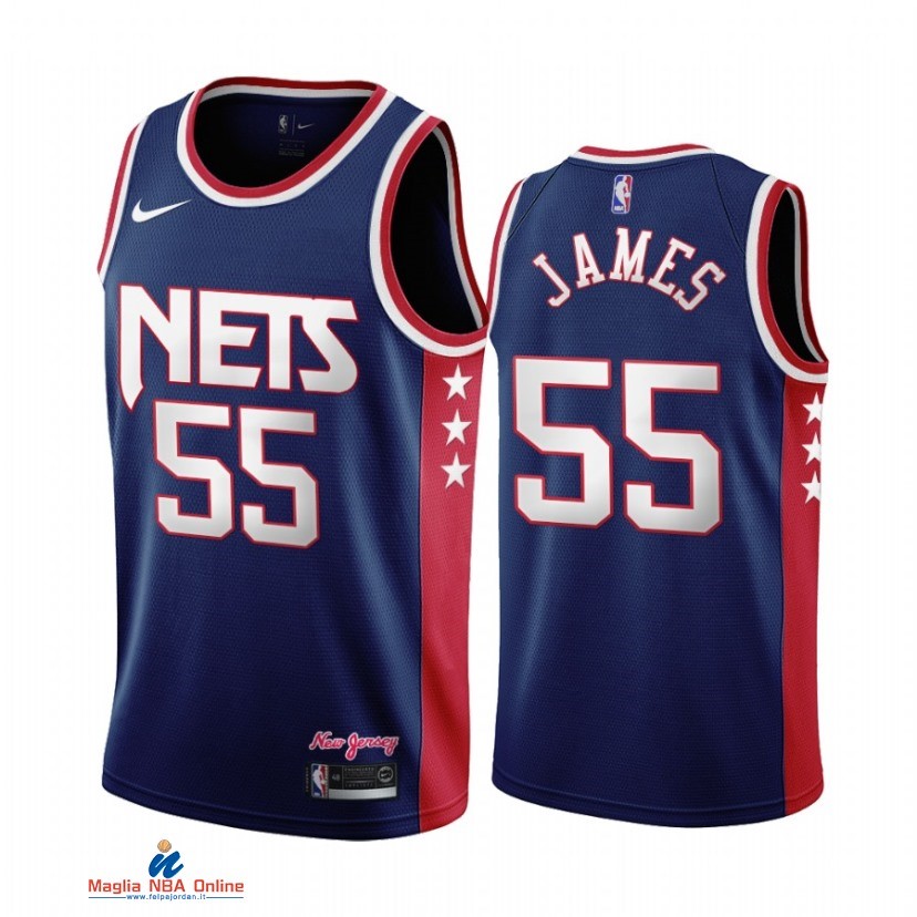 Maglia NBA Brooklyn Nets NO.55 Mike James Marino Città Throwback 2021-22