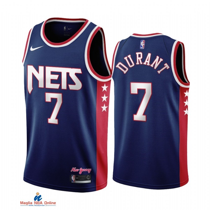 Maglia NBA Brooklyn Nets NO.7 Kevin Durant Marino Città Throwback 2021-22