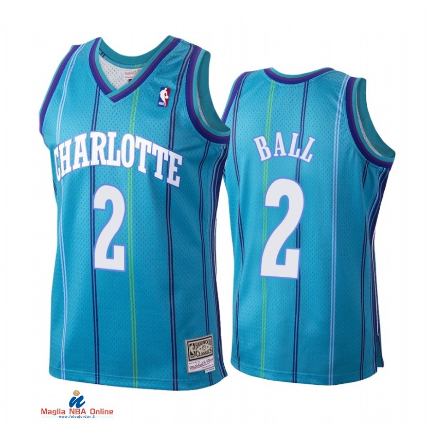 Maglia NBA Charlotte Hornets NO.2 LaMelo Ball Teal Hardwood Classics 1999-00