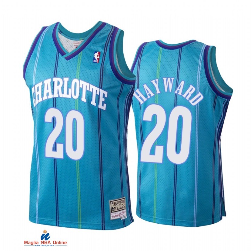 Maglia NBA Charlotte Hornets NO.20 Gordon Hayward Teal Hardwood Classics 1999-00
