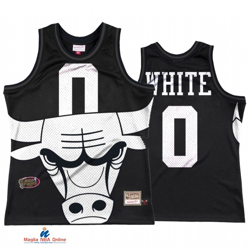 Maglia NBA Chicago Bulls NO.0 Coby White Big Face 3.0 Nero Hardwood Classics