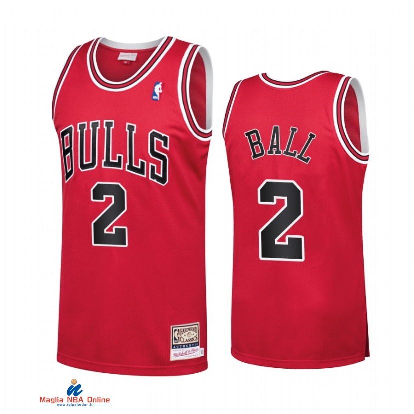 Maglia NBA Chicago Bulls NO.2 Lonzo Ball Rosso Hardwood Classics 2021