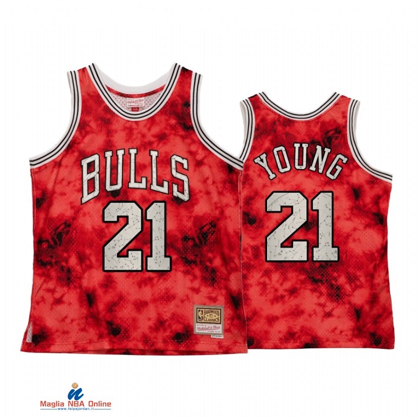 Maglia NBA Chicago Bulls NO.21 Thaddeus Young Galaxy Constellation Rosso Hardwood Classics 2021