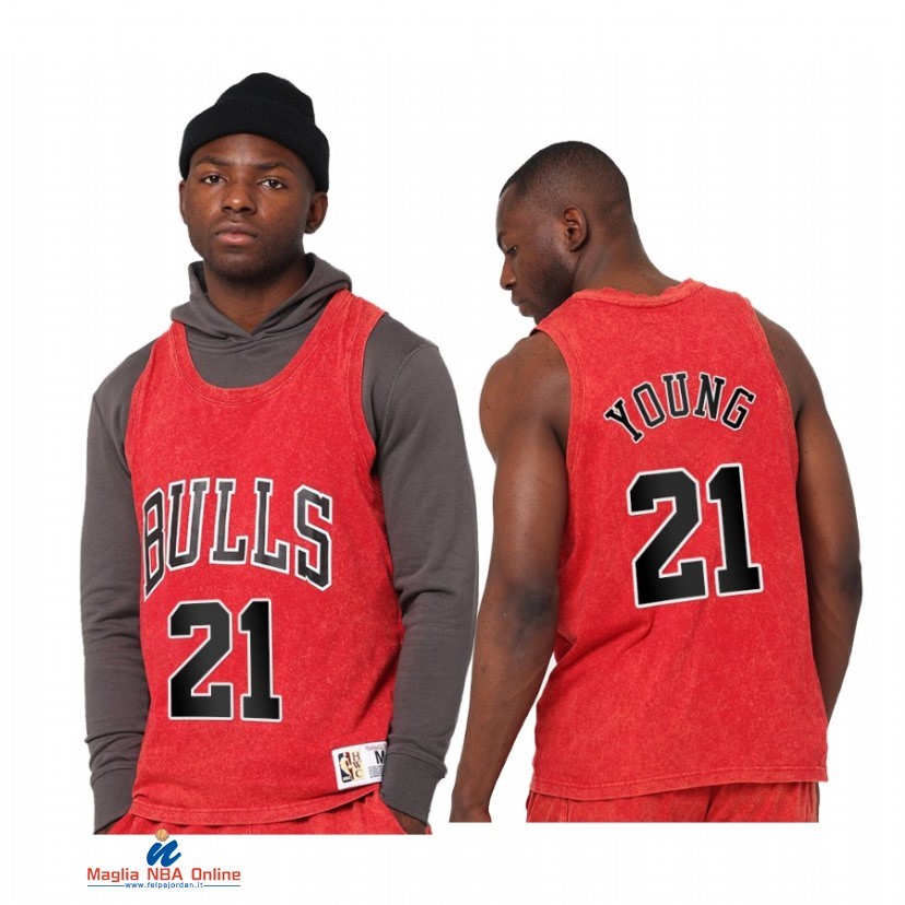 Maglia NBA Chicago Bulls NO.21 Thaddeus Young Rosso Hardwood Classics 2021