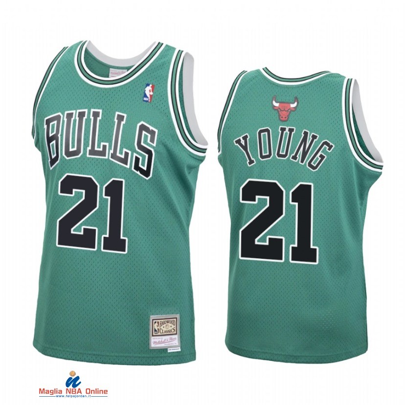 Maglia NBA Chicago Bulls NO.21 Thaddeus Young St. Patrick Verde Hardwood Classics