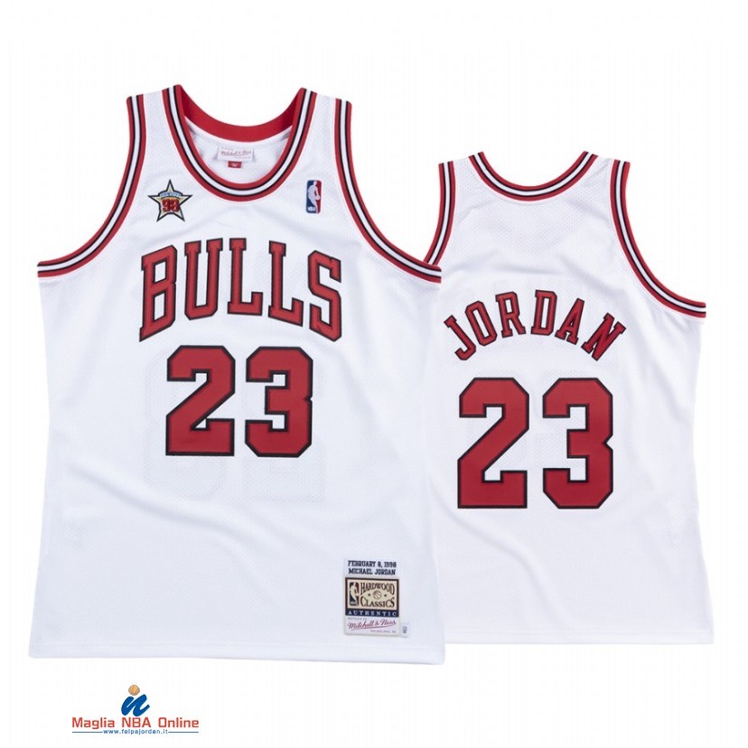Maglia NBA Chicago Bulls NO.23 Michael Jordan Bianco Hardwood Classics 1998
