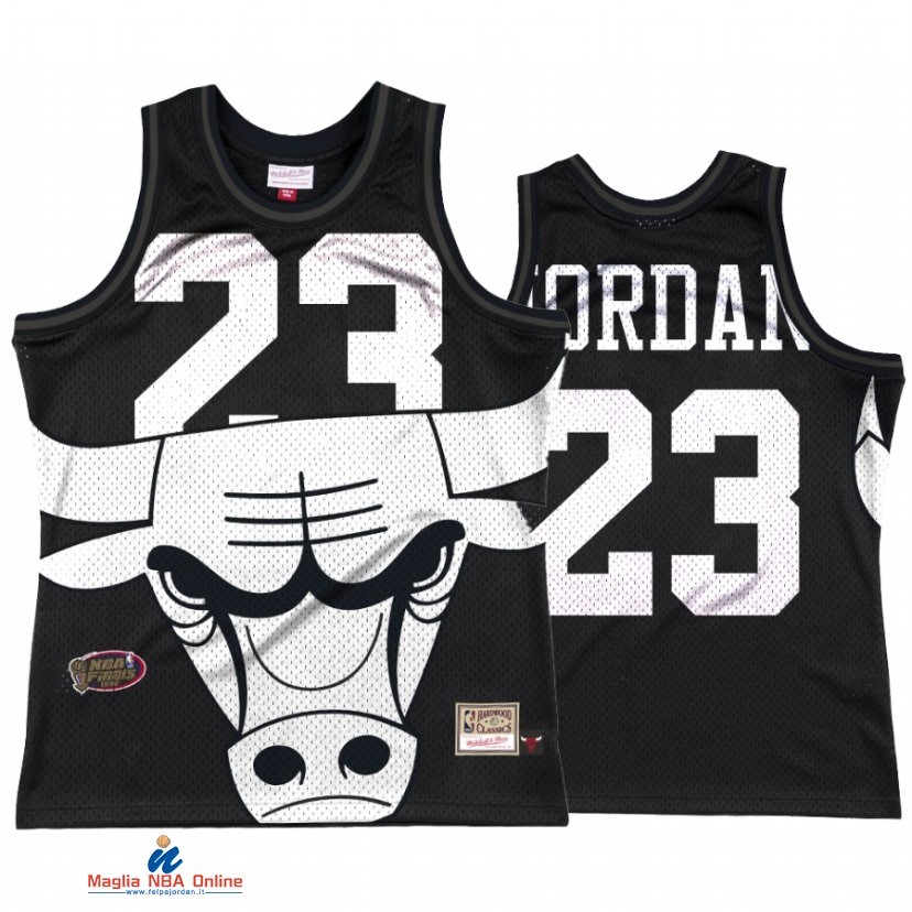 Maglia NBA Chicago Bulls NO.23 Michael Jordan Big Face 3.0 Nero Hardwood Classics