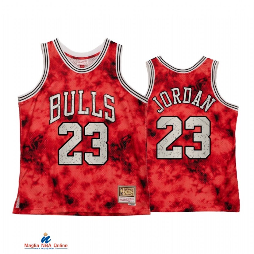 Maglia NBA Chicago Bulls NO.23 Michael Jordan Galaxy Constellation Rosso Hardwood Classics 2021