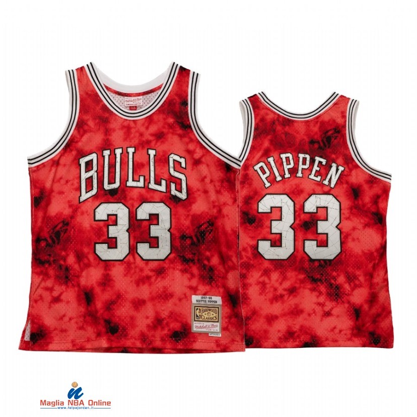 Maglia NBA Chicago Bulls NO.33 Scottie Pippen Galaxy Constellation Rosso Hardwood Classics 2021