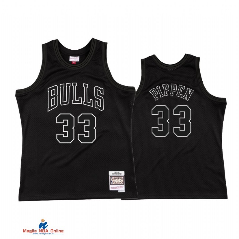 Maglia NBA Chicago Bulls NO.33 Scottie Pippen Nero Throwback 1997