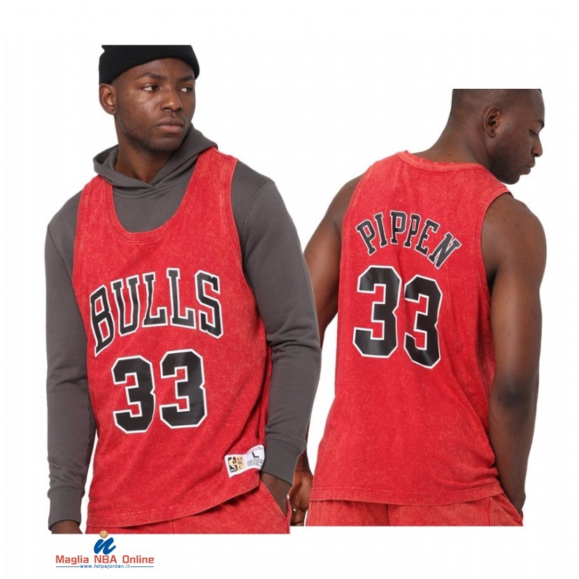 Maglia NBA Chicago Bulls NO.33 Scottie Pippen Rosso Hardwood Classics 2021