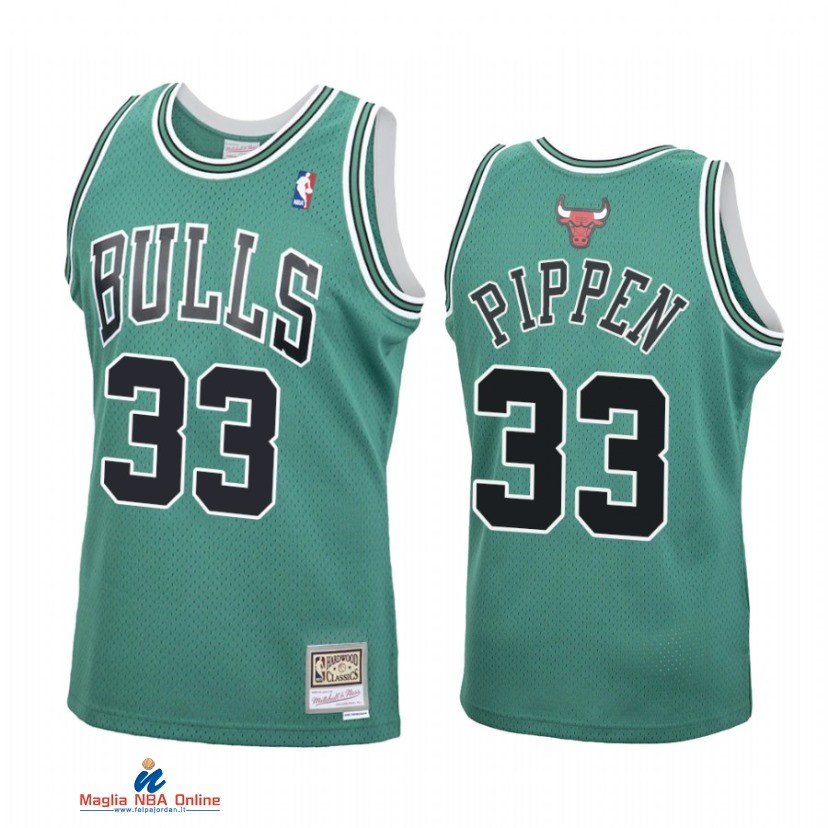 Maglia NBA Chicago Bulls NO.33 Scottie Pippen St. Patrick Verde Hardwood Classics