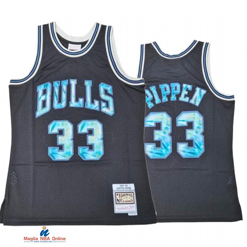 Maglia NBA Chicago Bulls NO.33 Scottie Pippen Tie Dye Nero Hardwood Classics 1997-98