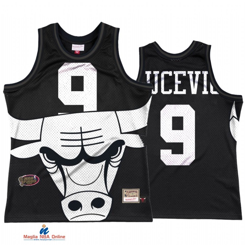 Maglia NBA Chicago Bulls NO.9 Nikola Vucevic Big Face 3.0 Nero Hardwood Classics