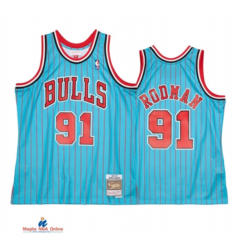 Maglia NBA Chicago Bulls NO.91 Dennis Rodman Reload 2.0 Blu Hardwood Classics 2021