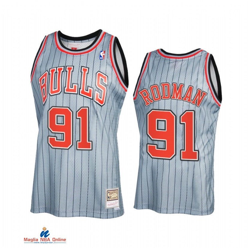 Maglia NBA Chicago Bulls NO.91 Dennis Rodman Reload 2.0 Grigio Hardwood Classics 2021