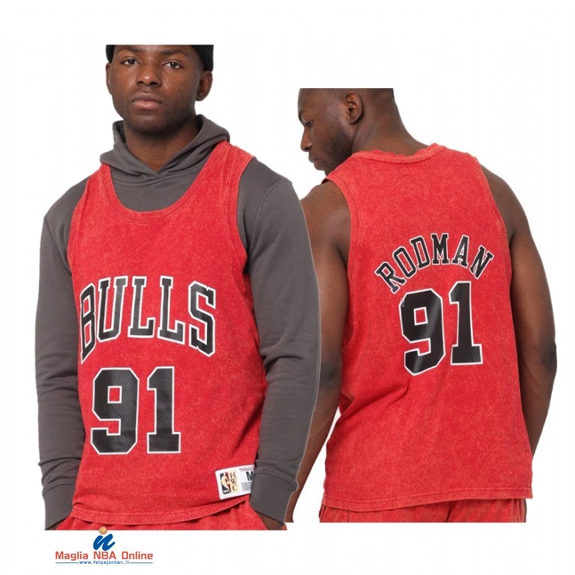 Maglia NBA Chicago Bulls NO.91 Dennis Rodman Rosso Hardwood Classics 2021
