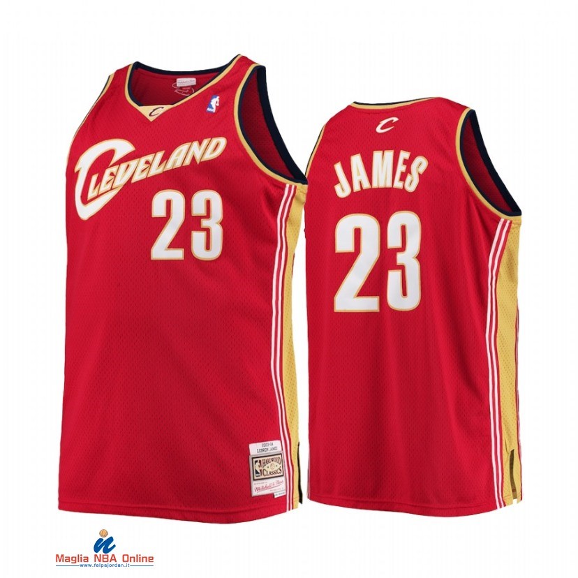 Maglia NBA Cleveland Cavaliers NO.23 LeBron James Rosso Hardwood Classics 2021