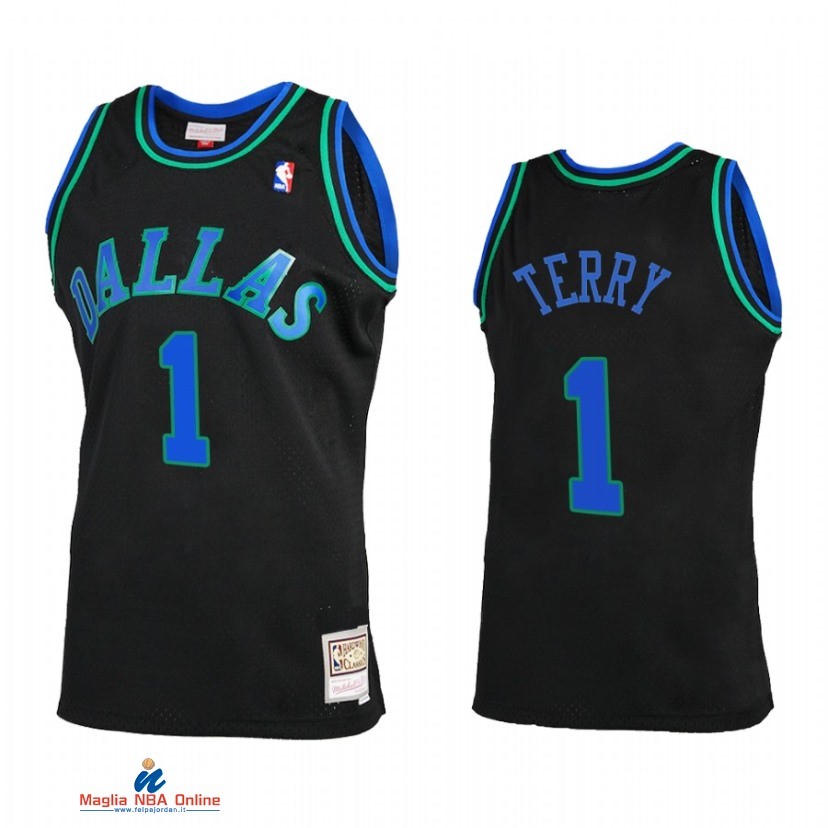 Maglia NBA Dallas Mavericks NO.1 Tyrell Terry Reload 2.0 Nero Hardwood Classics 2021