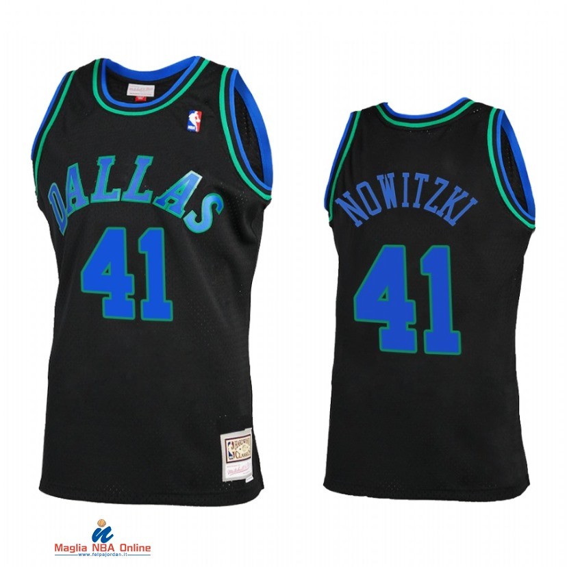 Maglia NBA Dallas Mavericks NO.41 Dirk Nowitzki Reload 2.0 Nero Hardwood Classics 2021