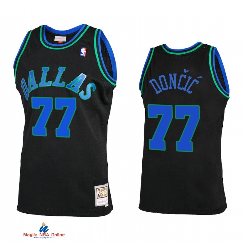 Maglia NBA Dallas Mavericks NO.77 Luka Doncic Reload 2.0 Nero Hardwood Classics 2021