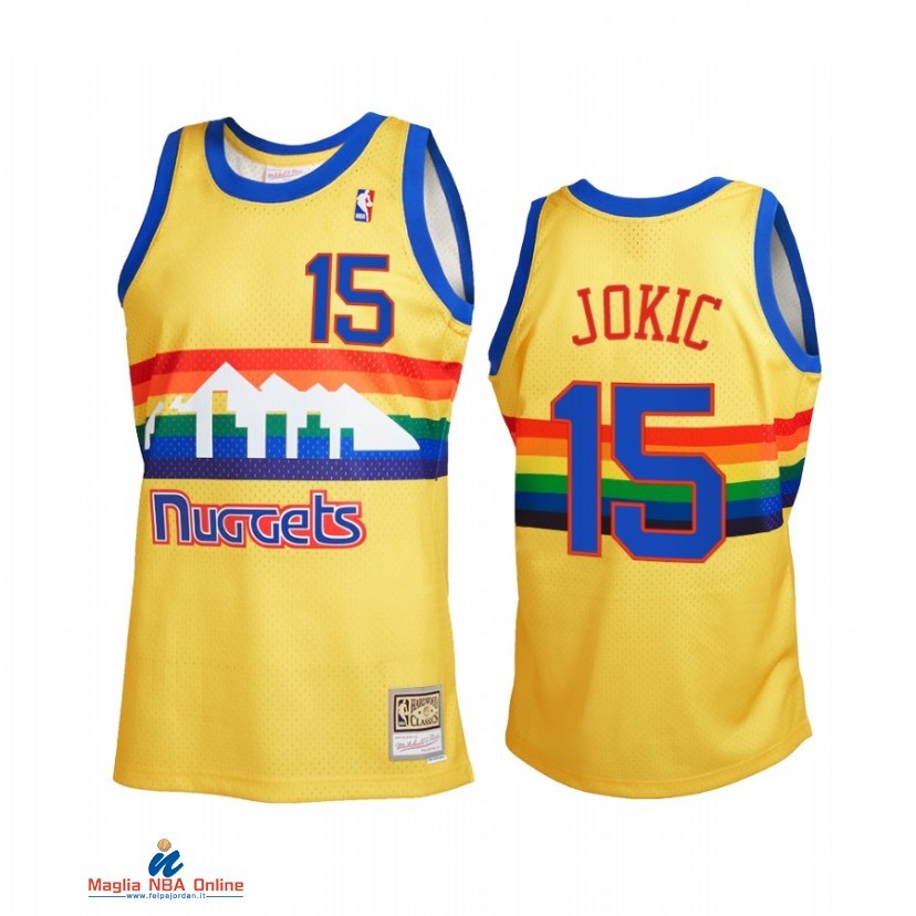 Maglia NBA Denver Nuggets NO.15 Nikola Jokic Reload 2.0 Oro Hardwood Classics 2021