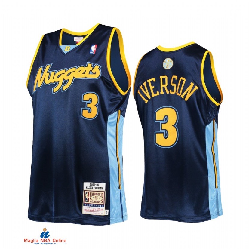 Maglia NBA Denver Nuggets NO.3 Allen Iverson Marino Hardwood Classics 2006