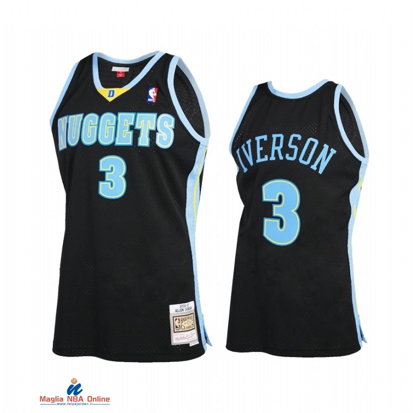 Maglia NBA Denver Nuggets NO.3 Allen Iverson Reload 2.0 Nero Hardwood Classics