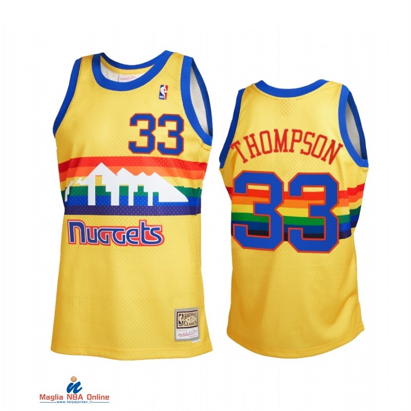 Maglia NBA Denver Nuggets NO.33 David Thompson Reload 2.0 Oro Hardwood Classics 2021