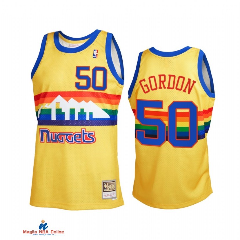 Maglia NBA Denver Nuggets NO.50 Aaron Gordon Reload 2.0 Oro Hardwood Classics 2021