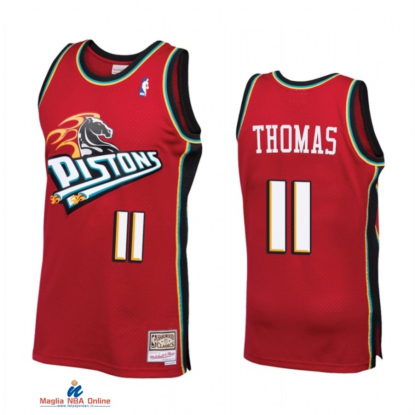 Maglia NBA Detroit Pistons NO.11 Isiah Thomas Rosso Throwback 2021