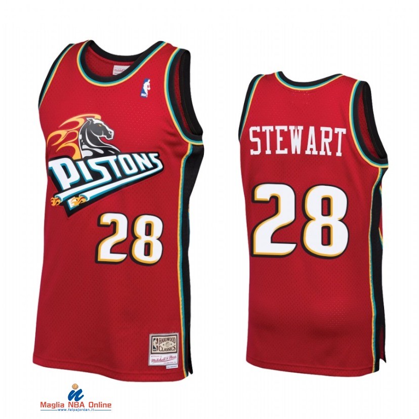 Maglia NBA Detroit Pistons NO.28 Isaiah Stewart Rosso Throwback 2021