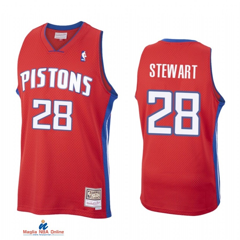 Maglia NBA Detroit Pistons NO.28 Isaiah Stewart Rosso Throwback
