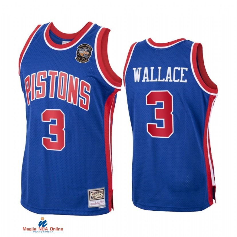 Maglia NBA Detroit Pistons NO.3 Ben Wallace Blu Hardwood Classics 2021