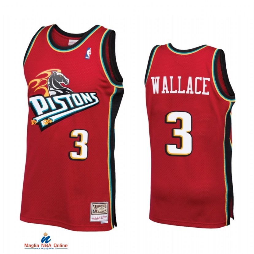 Maglia NBA Detroit Pistons NO.3 Ben Wallace Rosso Throwback 2021