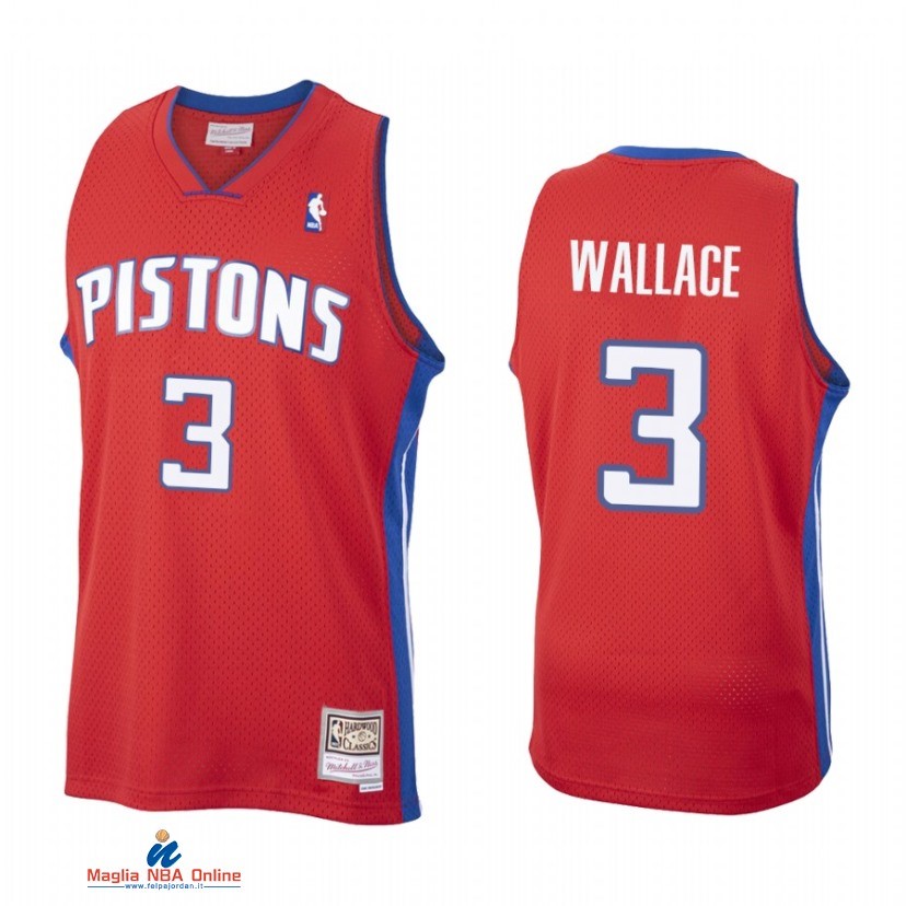 Maglia NBA Detroit Pistons NO.3 Ben Wallace Rosso Throwback